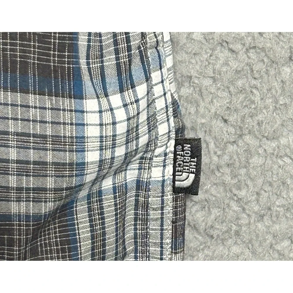 The North Face Black Plaid Button Down Shirt Short Sleeve Mens Size L‎ Gorpcore